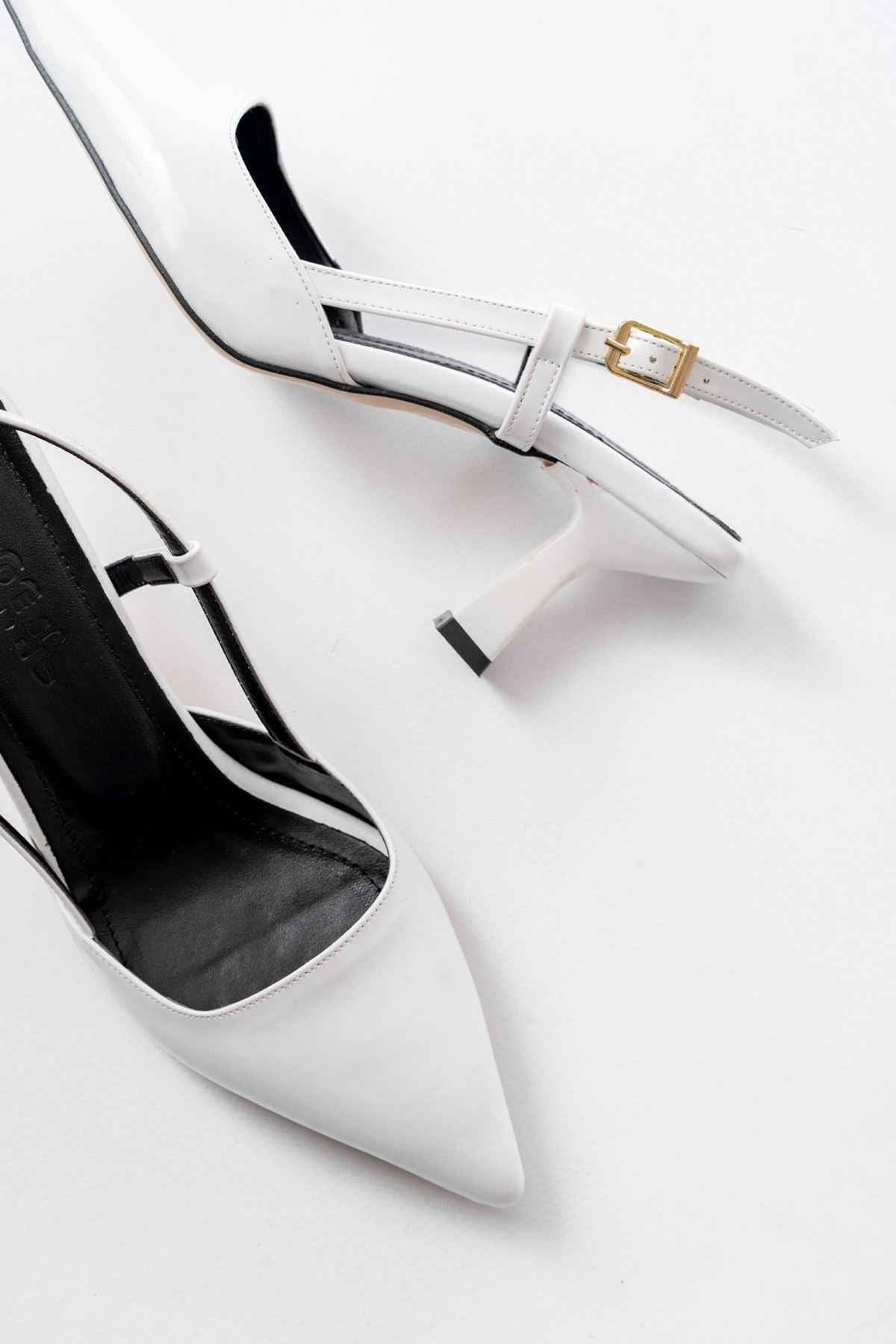 Ayakkabı Aşkı St-002 Beyaz Rugan Günlük 7 Cm Topuklu Bayan Ayakkabı