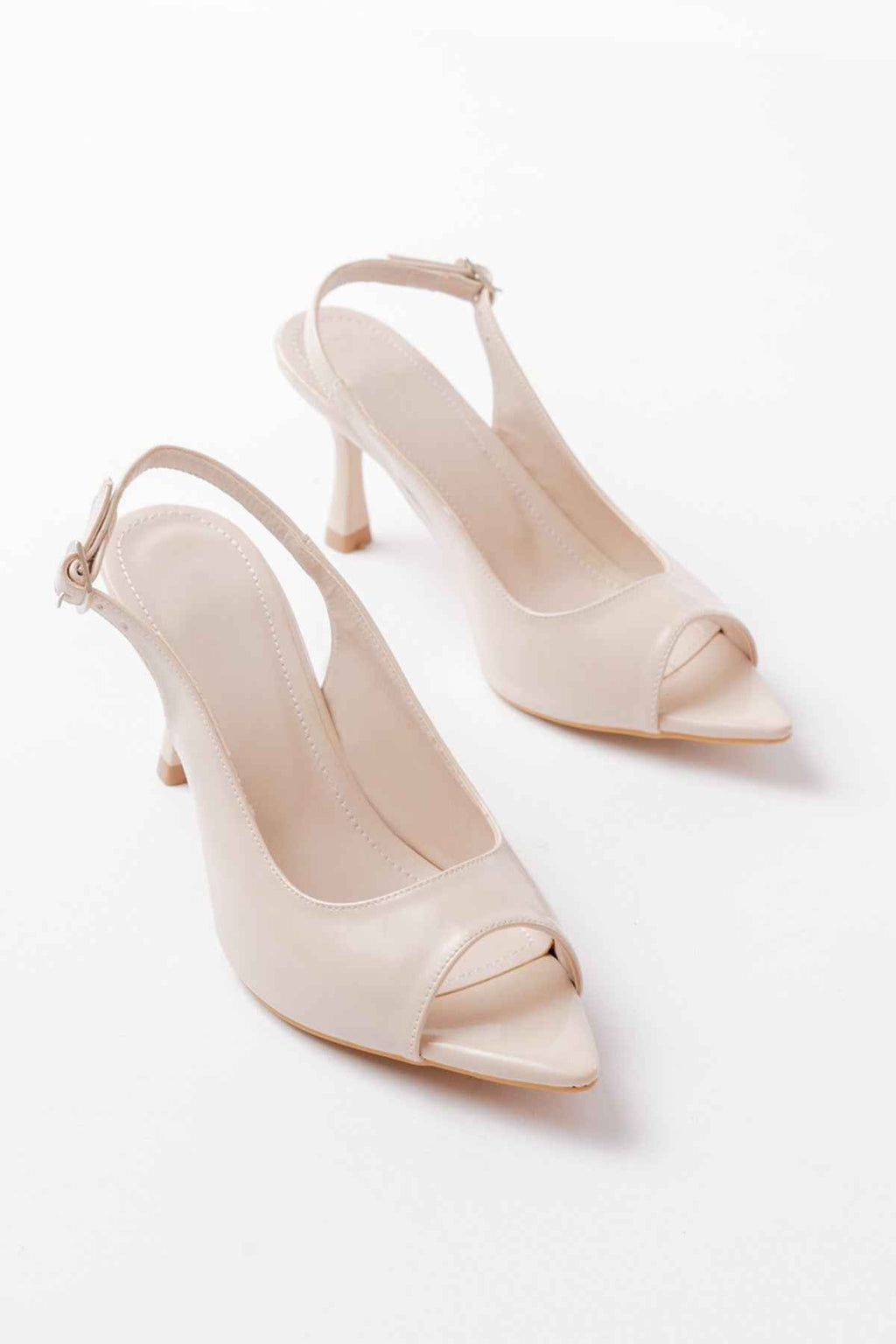 Ayakkabı Aşkı 717 Bej Rugan Sivri Burunlu Topuklu Kadın Sandalet