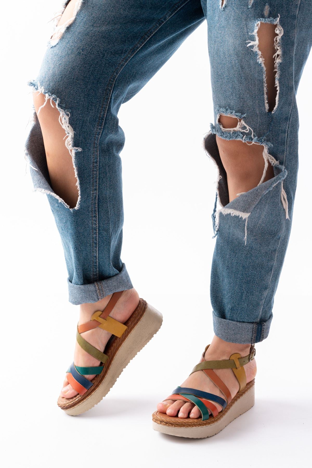 Ayakkabı Aşkı Multi Ortopedik Hakiki Deri Dolgu Kadın Sandalet - Ayakkabı Aşkı