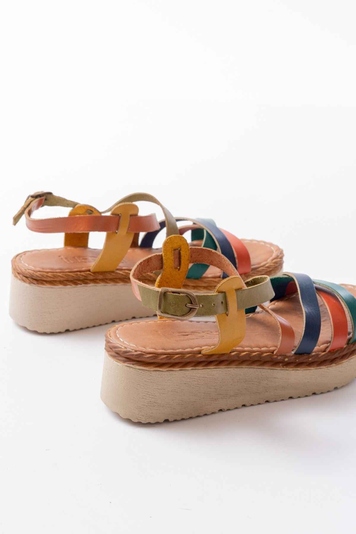 Ayakkabı Aşkı 730-153 Multi Ortopedik Hakiki Deri Dolgu Kadın Sandalet