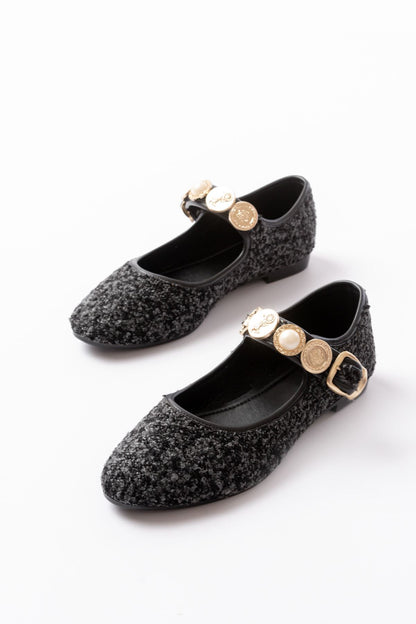 Ayakkabı Aşkı İNF-6363 Siyah Havlu Desenli Baret Tokalı Günlük Bayan Ayakkabı