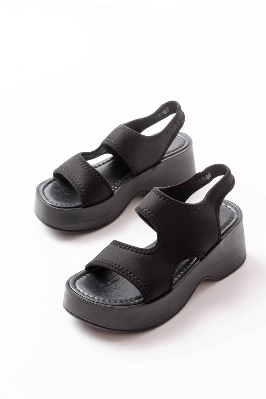 Ayakkabı Aşkı 24414-573 Siyah Dalgıç Günlük Dolgu Topuk Kadın Sandalet