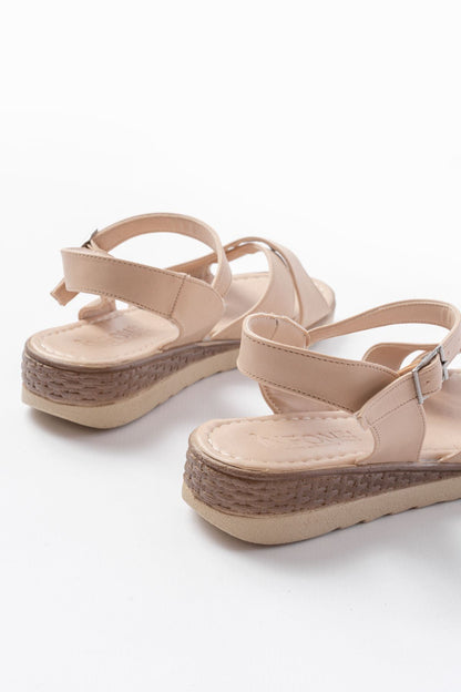 Ayakkabı Aşkı Nut Ortopedik Taban Çapraz Tokalı Kadın Sandalet