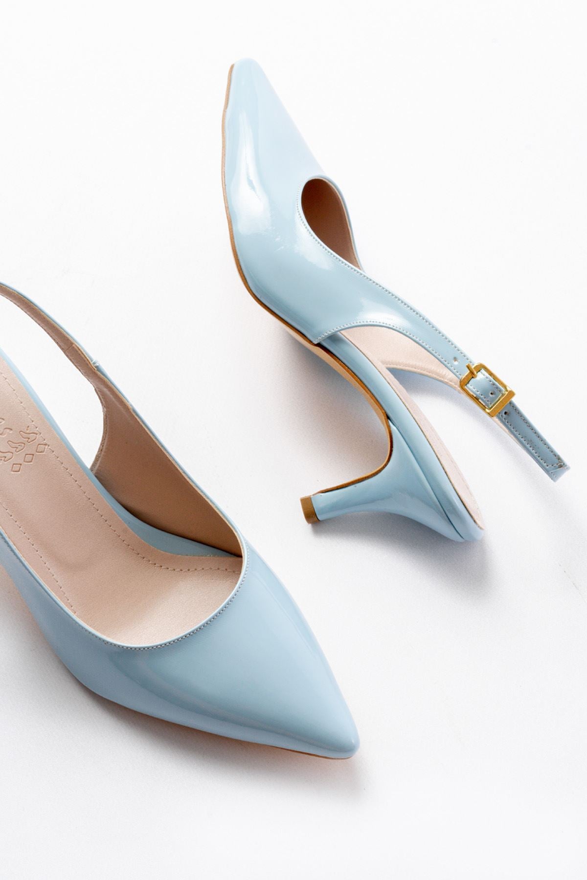 Ayakkabı Aşkı Bebe Mavi Rugan Günlük 7 cm Topuklu Kadın Ayakkabı - Ayakkabı Aşkı