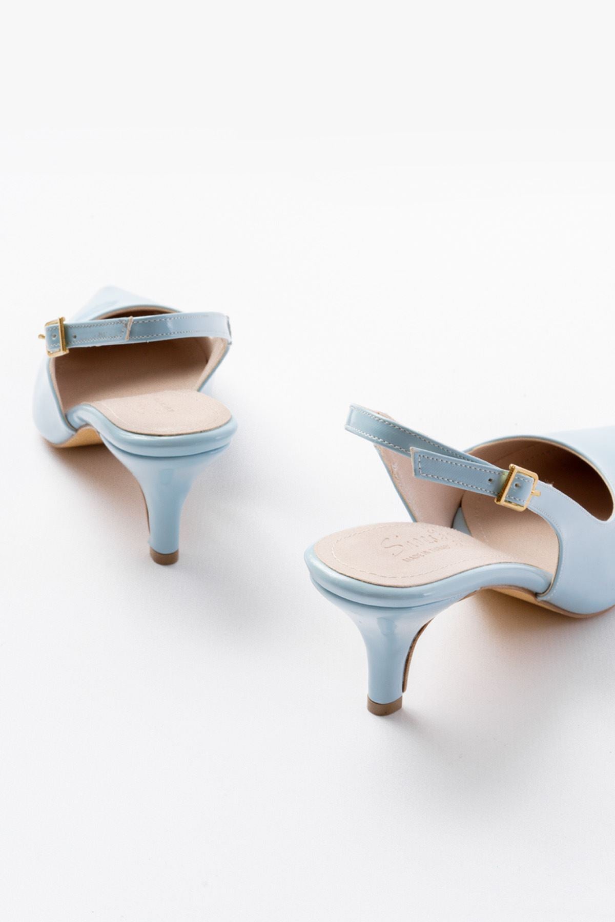 Ayakkabı Aşkı Bebe Mavi Rugan Günlük 7 cm Topuklu Kadın Ayakkabı