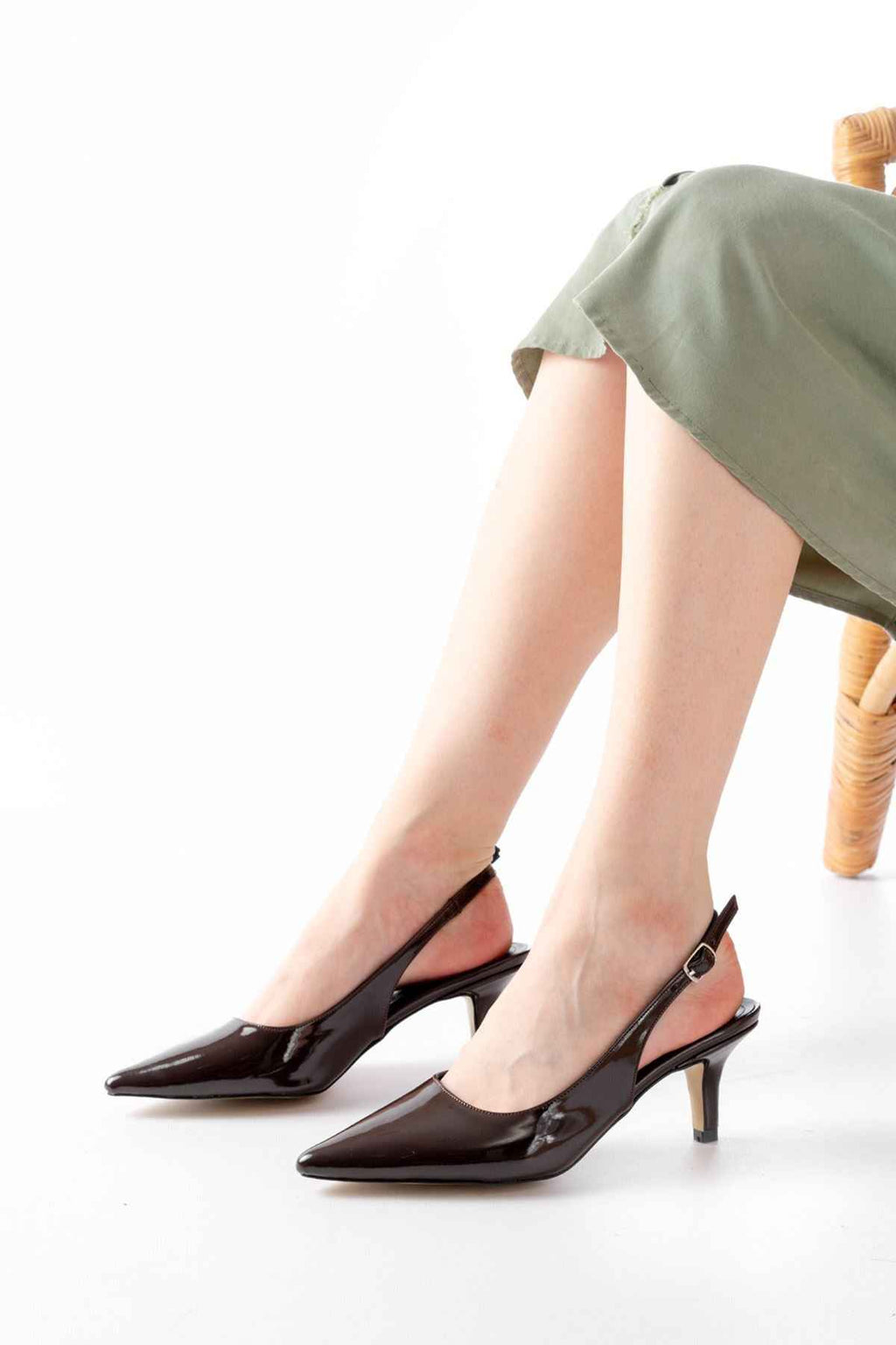 Ayakkabı Aşkı St-1152 Kahve Rugan Günlük 7 Cm Topuklu Kadın Ayakkabı