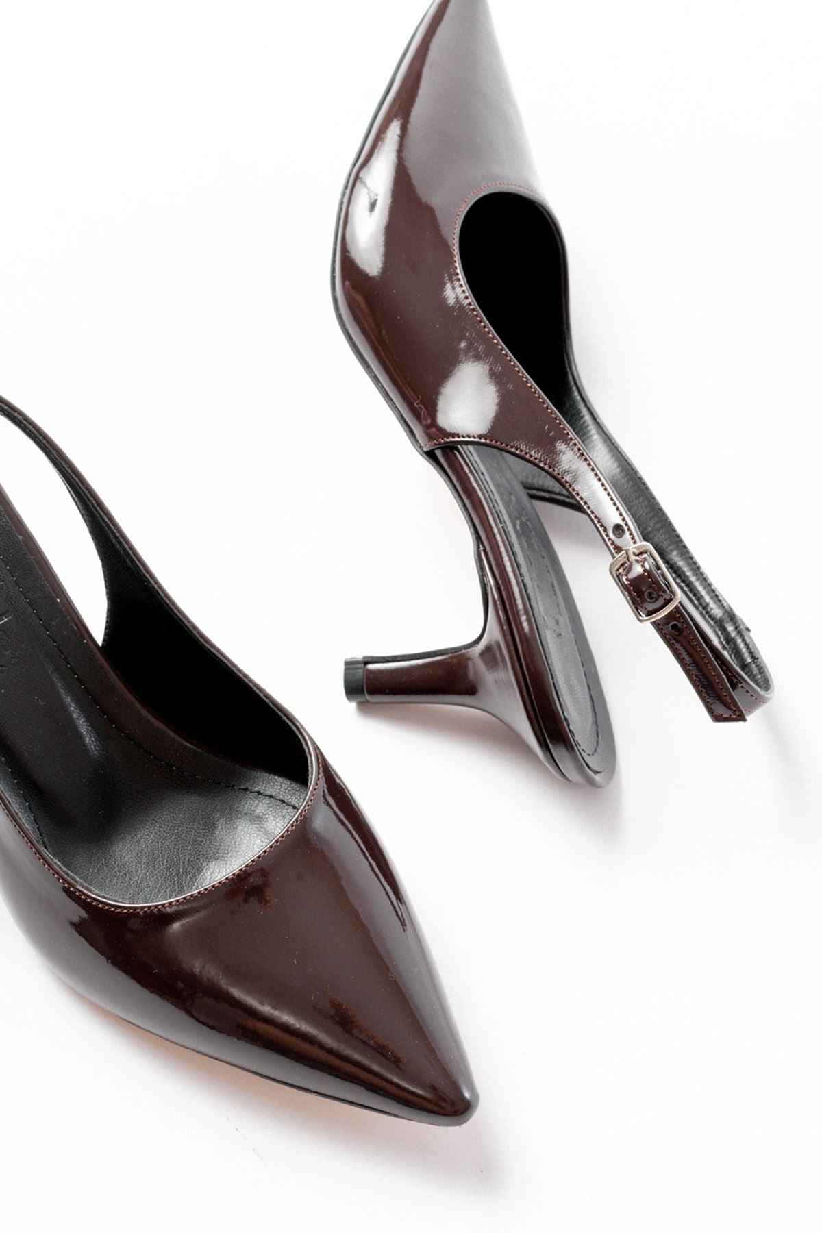 Ayakkabı Aşkı St-1152 Kahve Rugan Günlük 7 Cm Topuklu Kadın Ayakkabı