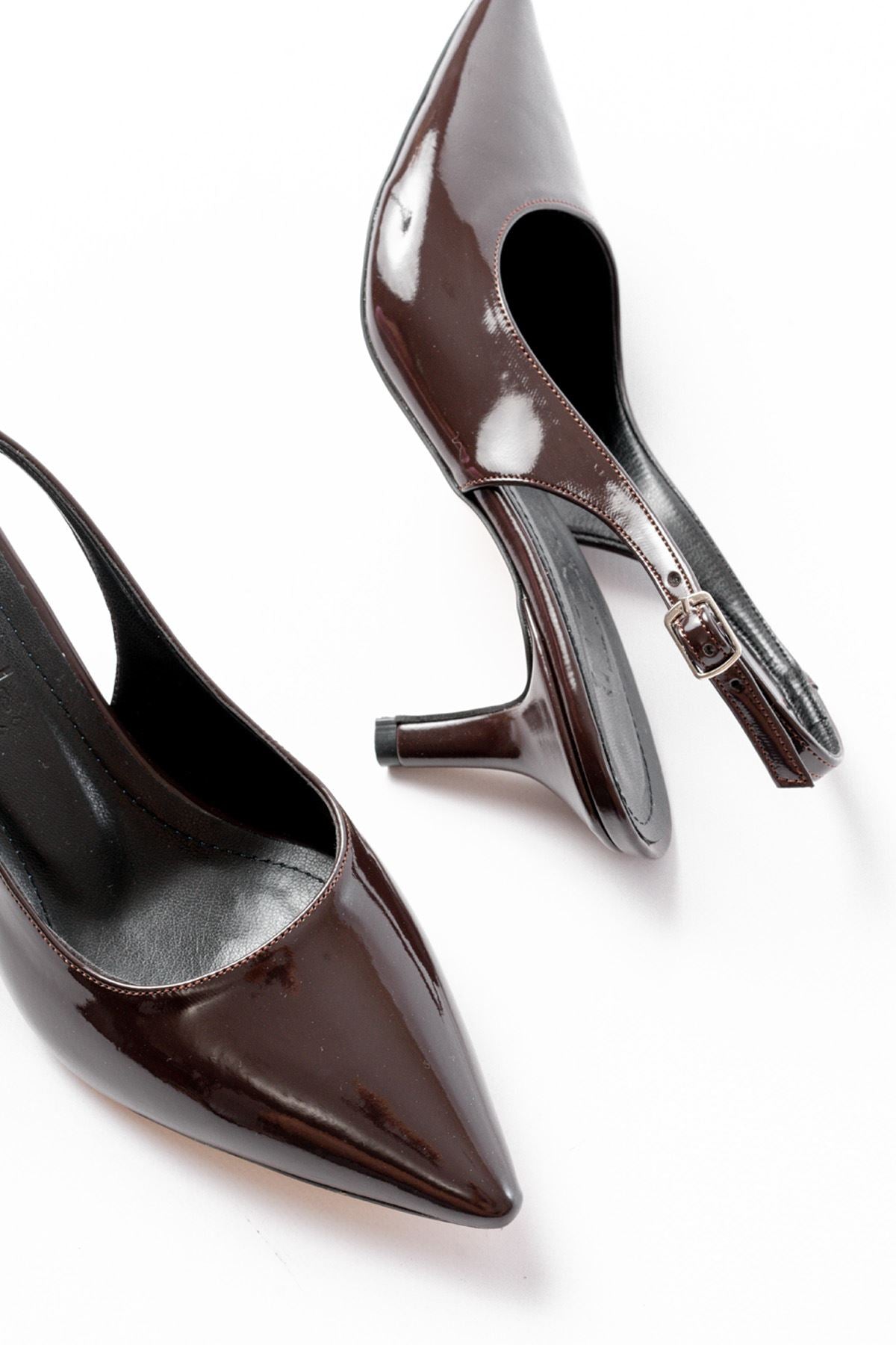 Ayakkabı Aşkı Kahve Rugan Günlük 7 cm Topuklu Kadın Ayakkabı - Ayakkabı Aşkı