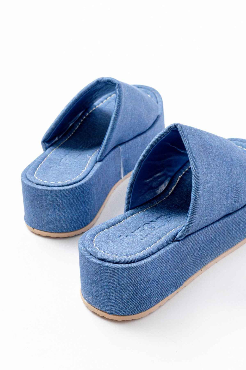 Ayakkabı Aşkı 861-1011 Açık Kot Geniş Bantlı Dolgu Kadın Terlik