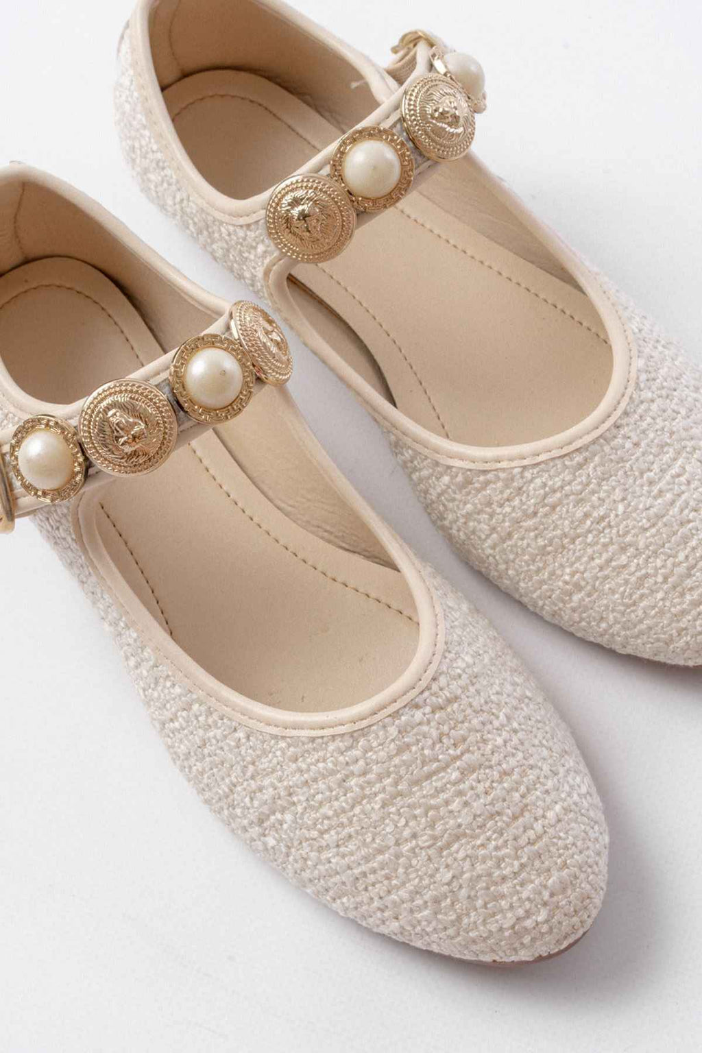 Ayakkabı Aşkı Inf-6363 Bej Havlu Desenli Baret Tokalı Günlük Bayan Ayakkabı