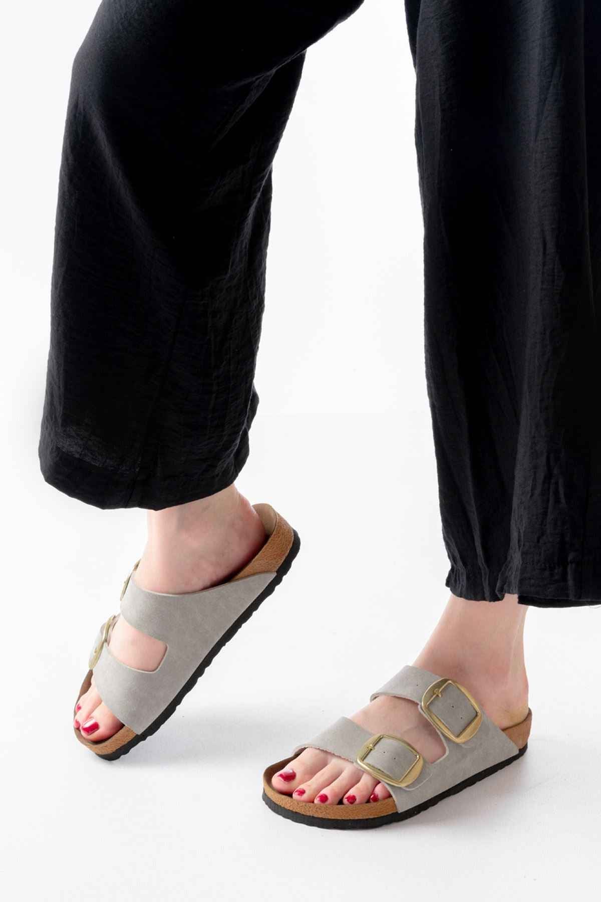 Ayakkabı Aşkı P-101 Gri Günlük  Kadın Terlik