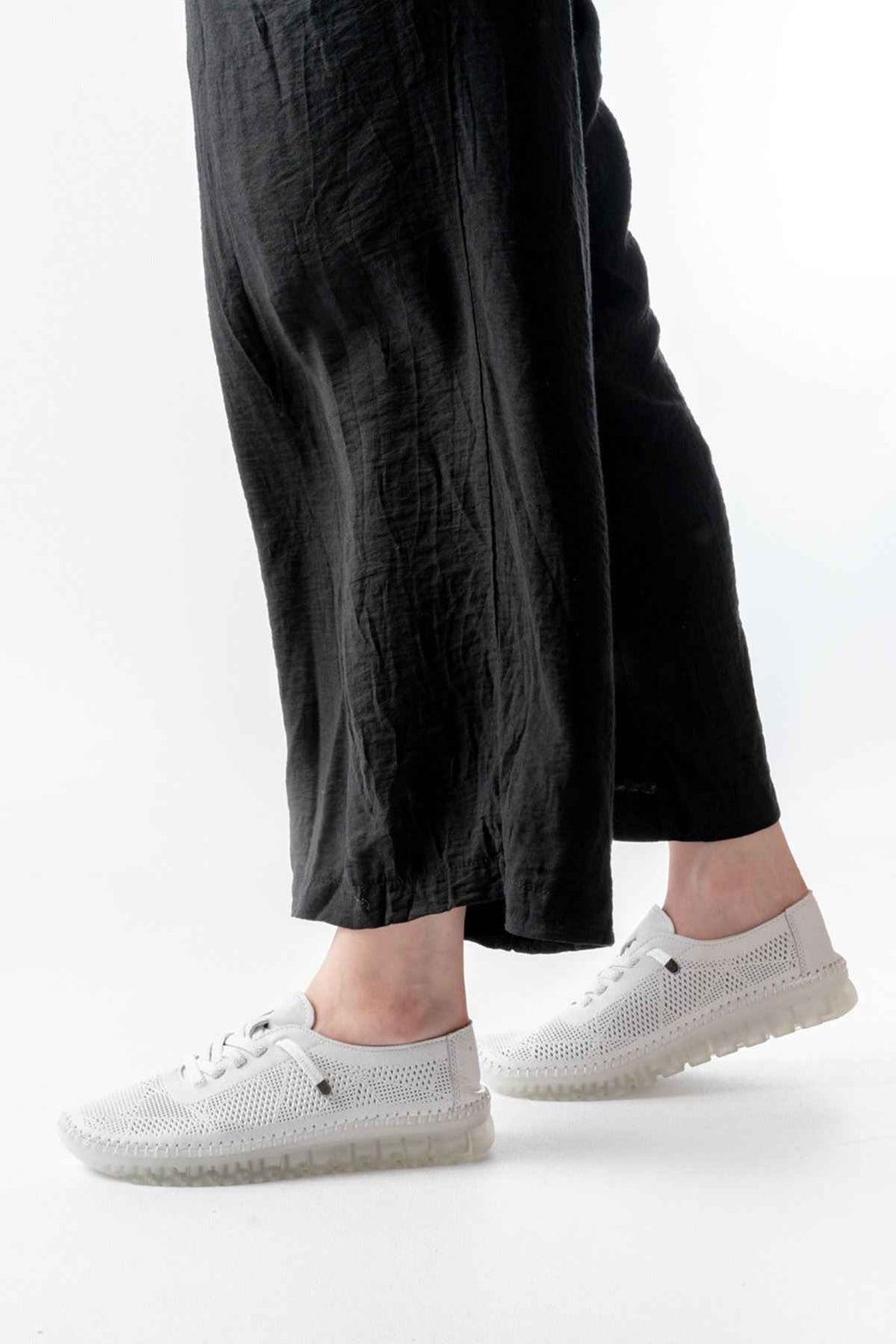 Ayakkabı Aşkı Beyaz Desenli Hakiki Deri Şeffaf Taban Kadın Spor Ayakkabı