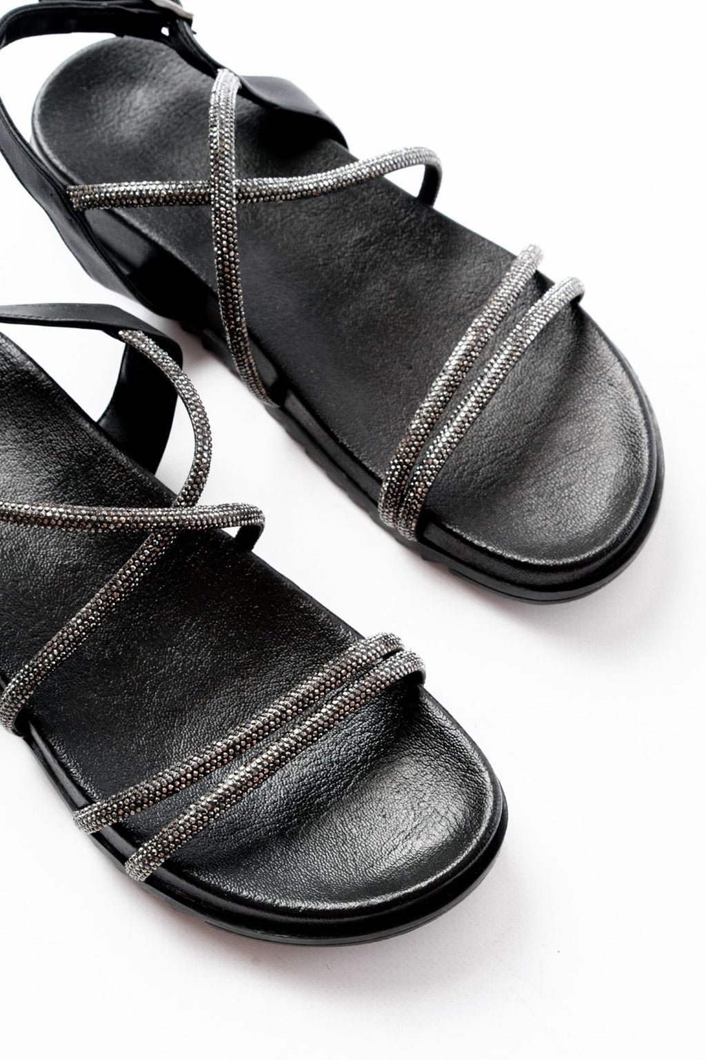 Ayakkabı Aşkı Siyah Platin Taşlı Günlük Kadın Sandalet