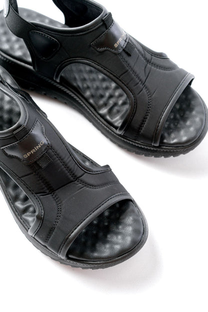 Ayakkabı Aşkı Siyah Spring Paraşüt Kumaş Lastikli Ortopedik Kadın Sandalet