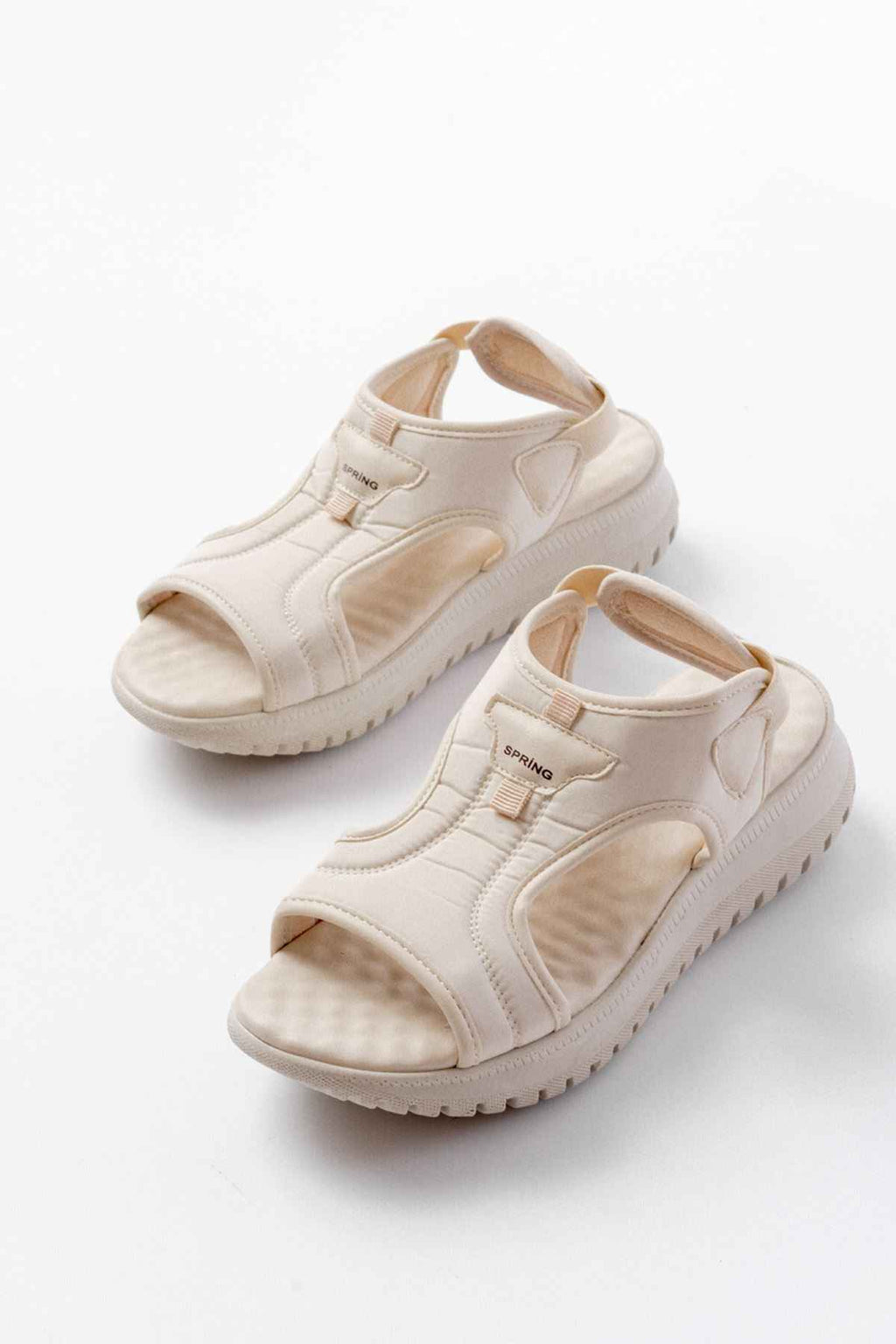 Ayakkabı Aşkı T-221 Bej  Spring Paraşüt Kumaş Lastikli Ortopedik Kadın Sandalet