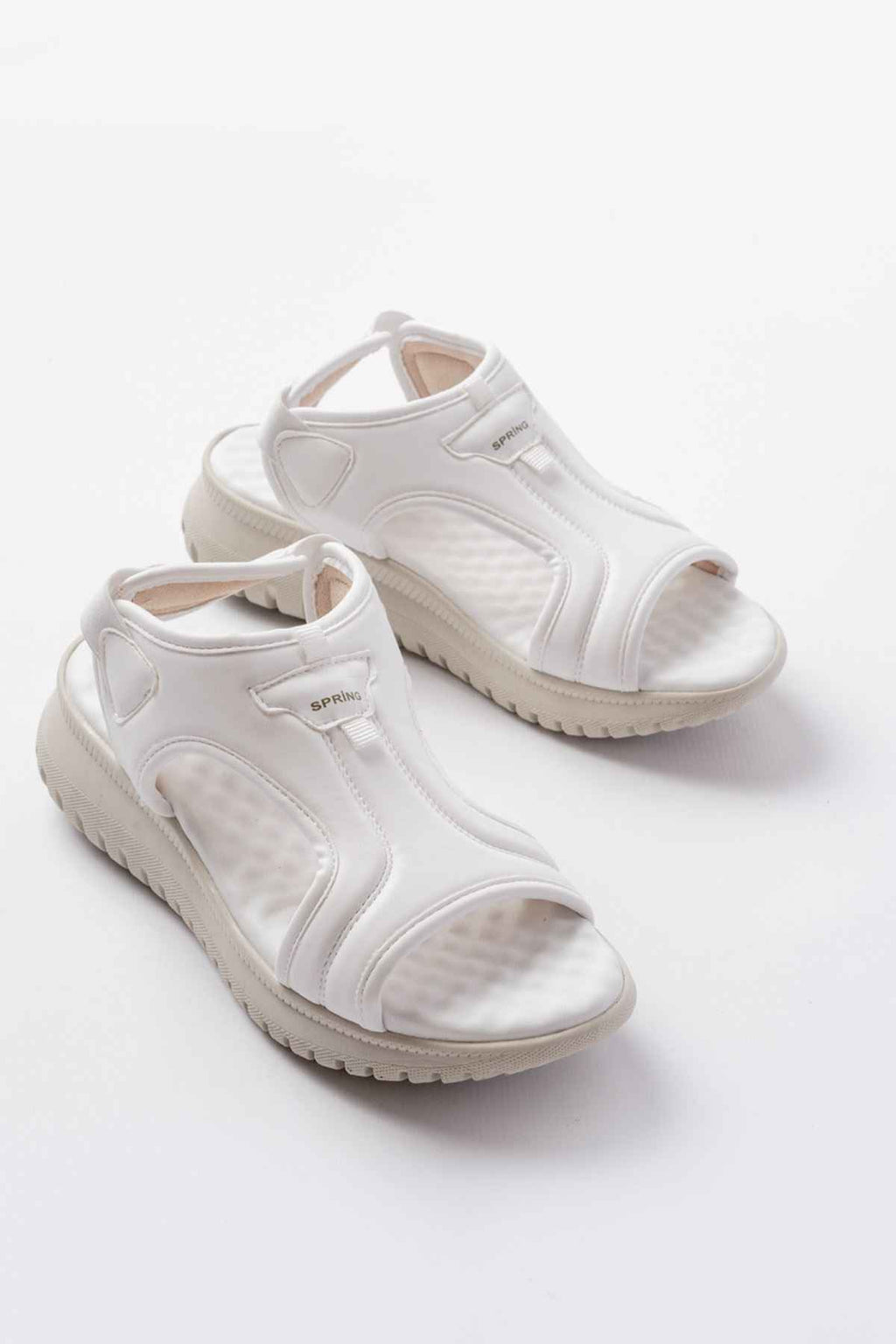 Ayakkabı Aşkı T-221 Beyaz  Spring Paraşüt Kumaş Lastikli Ortopedik Kadın Sandalet