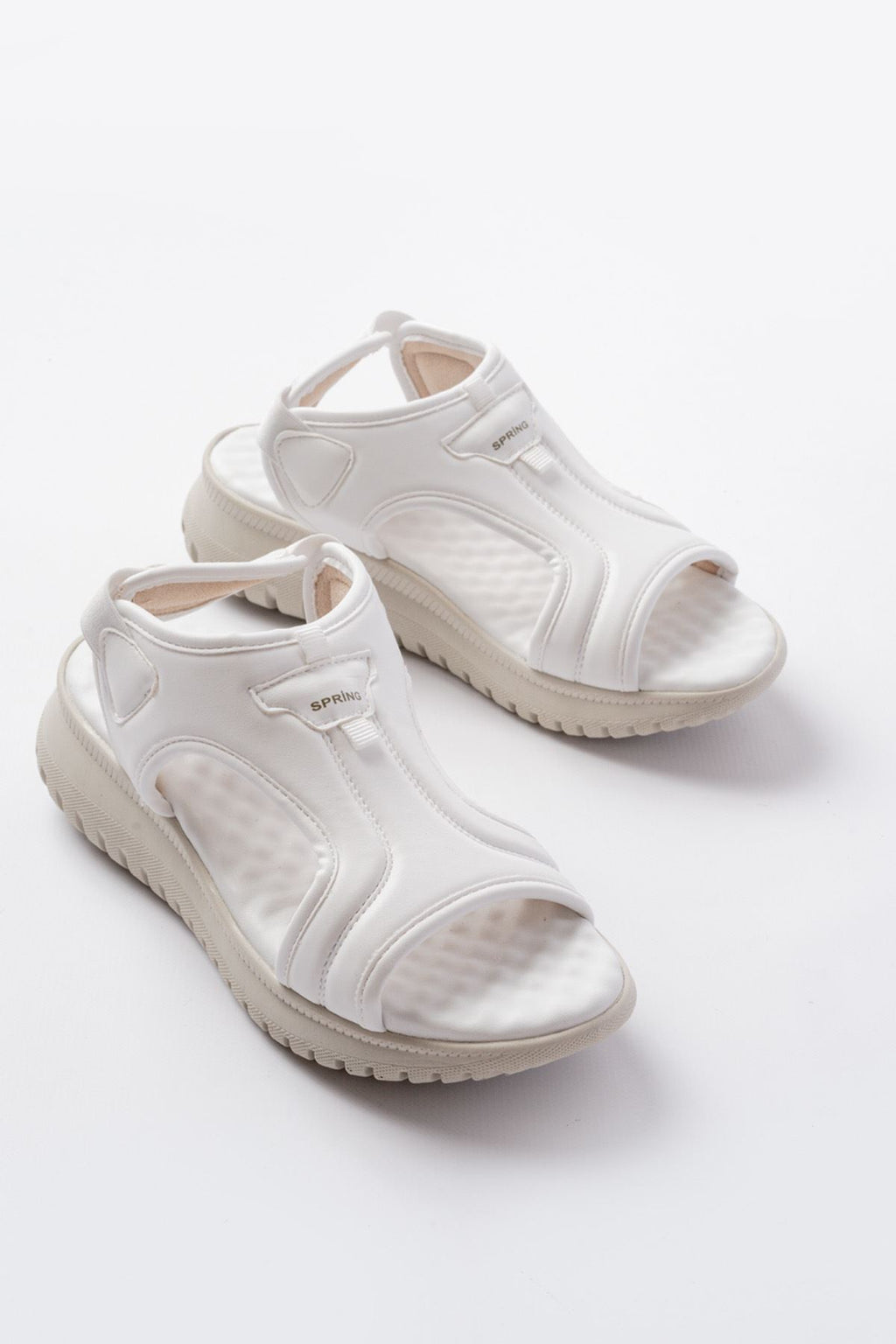 Ayakkabı Aşkı Beyaz Spring Paraşüt Kumaş Lastikli Ortopedik Kadın Sandalet - Ayakkabı Aşkı