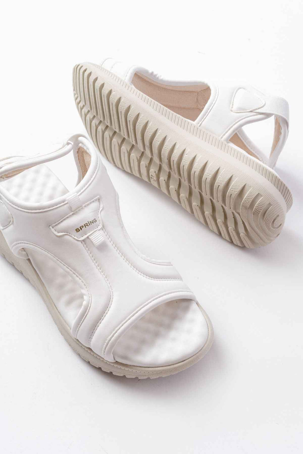 Ayakkabı Aşkı T-221 Beyaz  Spring Paraşüt Kumaş Lastikli Ortopedik Kadın Sandalet