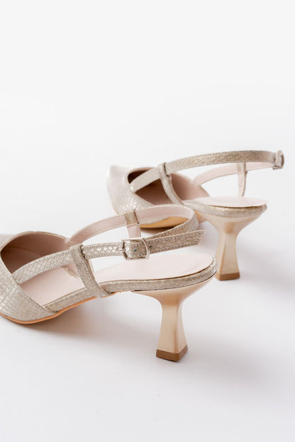 Ayakkabı Aşkı 725 Gold Pul Desenli Sivri Burunlu Topuklu Kadın Ayakkabı