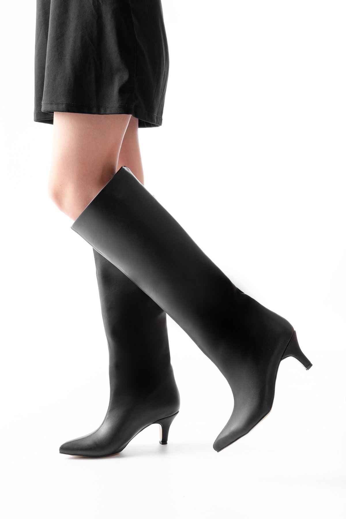 Ayakkabı Aşkı Syt-2025 Siyah Cilt  Günlük Kadın Çizme