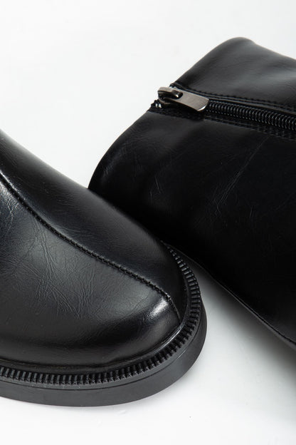 Ayakkabı Aşkı Siyah Kırışık Rugan Fermuarlı Günlük Kadın Bot