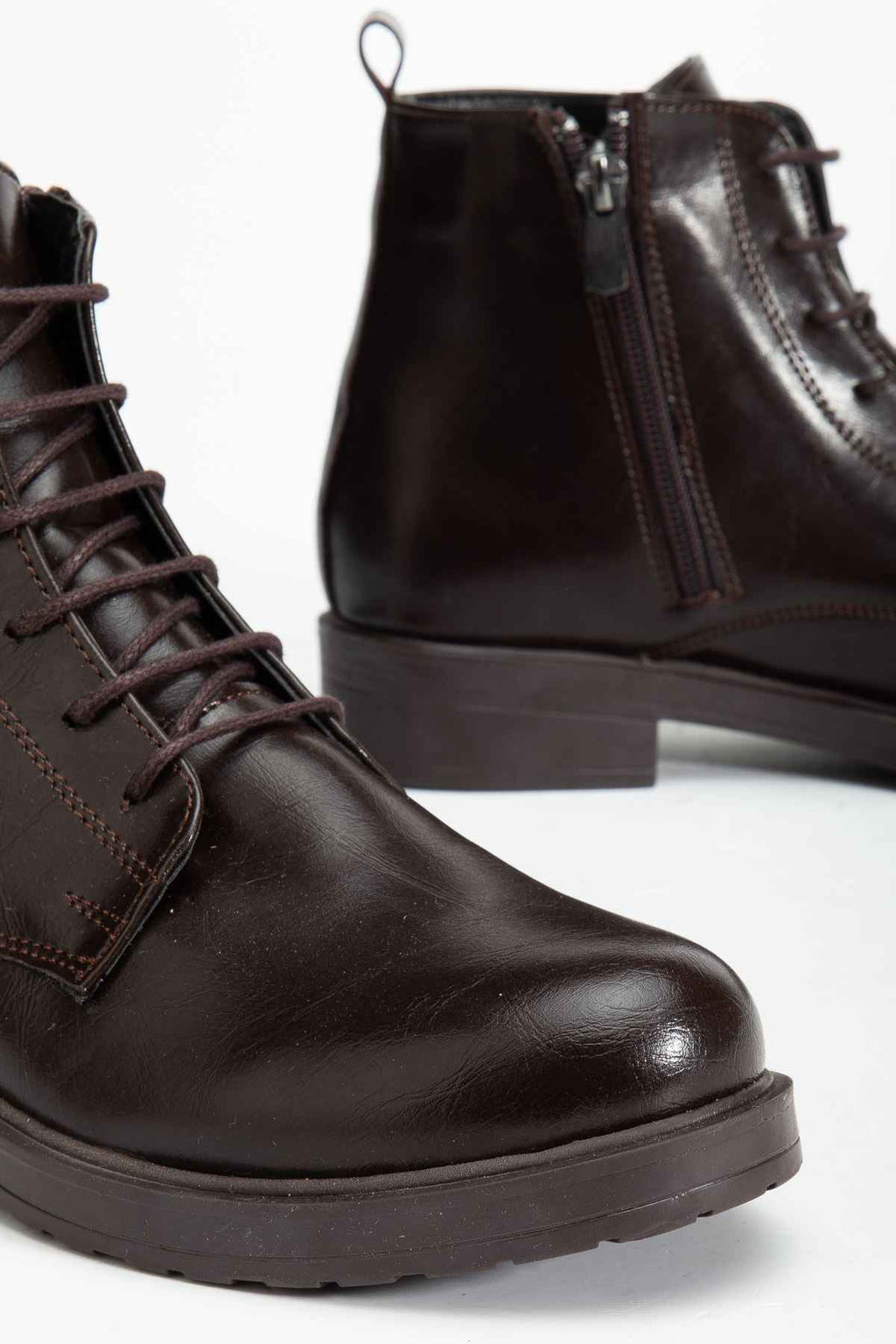 Ayakkabı Aşkı Kahve Yanki Bağcıklı Fermuarlı Günlük Kadın Bot