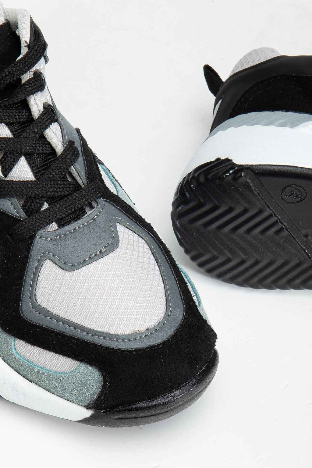 Ayakkabı Aşkı Sp-172-2 Siyah Gri Bağcıklı Kadın Spor Ayakkabı