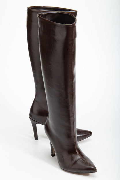 Ayakkabı Aşkı Kahve Kırışık Rugan Günlük Bayan Çizme