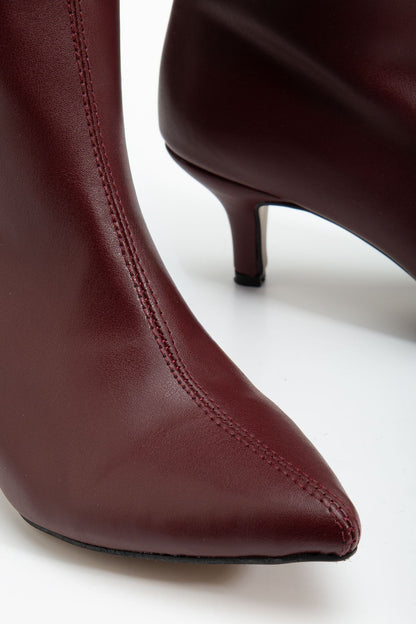 Ayakkabı Aşkı Bordo Cilt Günlük Kadın Çizme