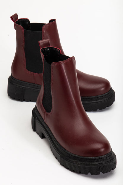 Ayakkabı Aşkı Bordo Lastikli Günlük Kadın Bot