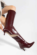 Ayakkabı Aşkı Syt-2025 Bordo Kroko Günlük Kadın Çizme