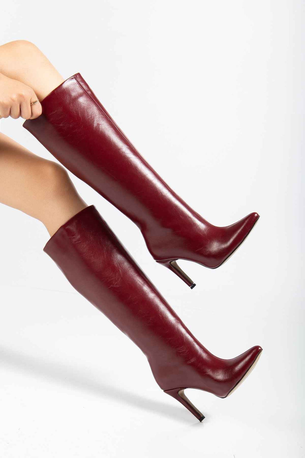 Ayakkabı Aşkı Syt-2004 Bordo Kırışık Rugan Günlük Bayan Çizme