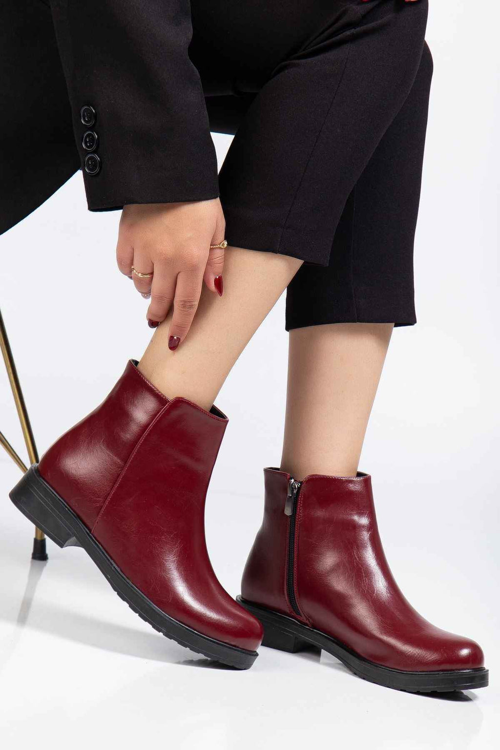 Ayakkabı Aşkı 165-204 Bordo Yanki Günlük Kadın Bot