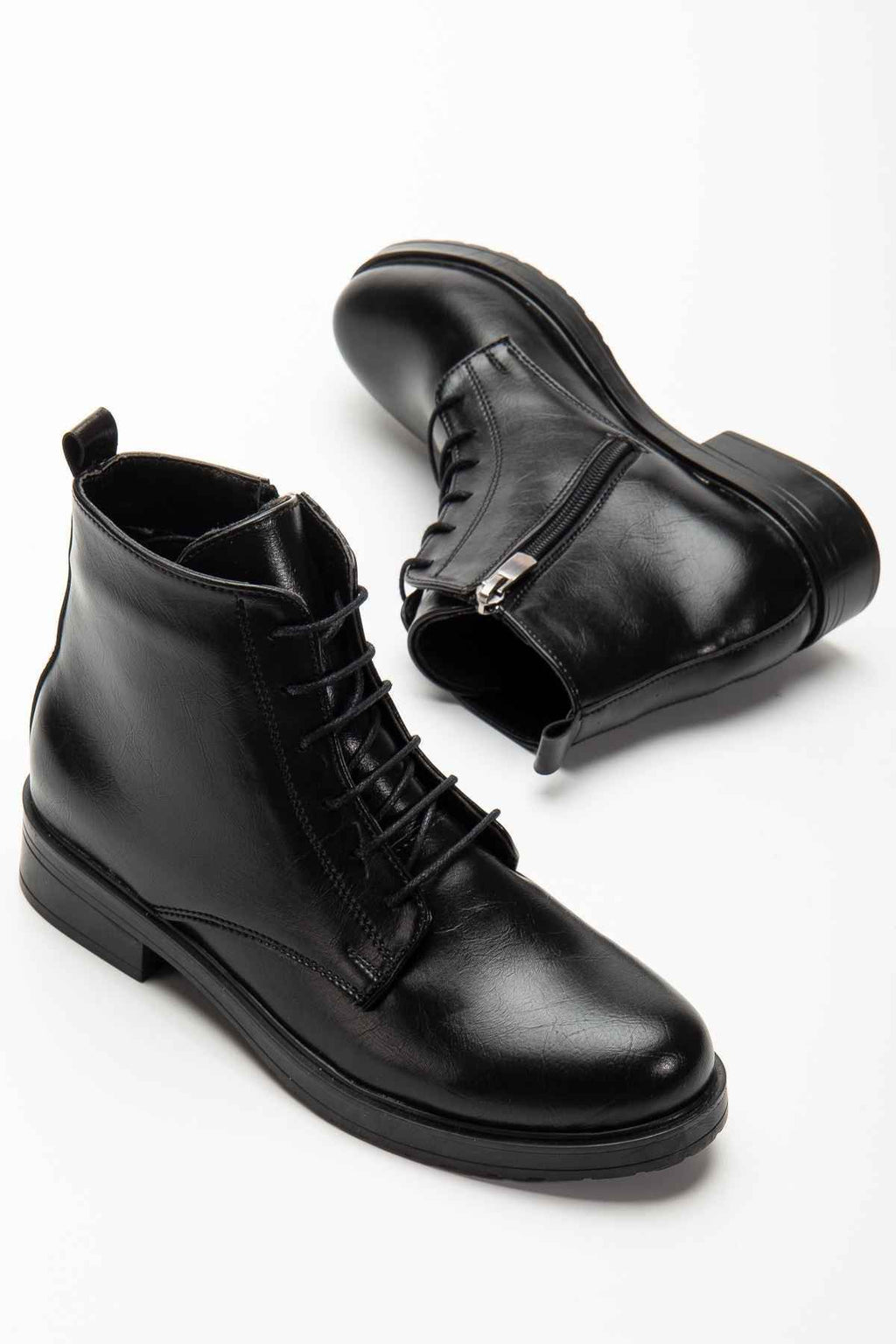 Ayakkabı Aşkı 165-225 Siyah Yanki Bağcıklı Fermuarlı Günlük Kadın Bot