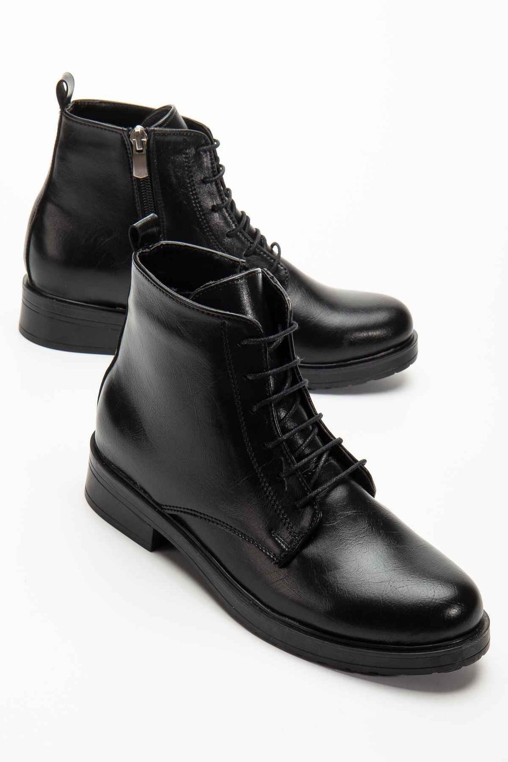 Ayakkabı Aşkı 165-225 Siyah Yanki Bağcıklı Fermuarlı Günlük Kadın Bot