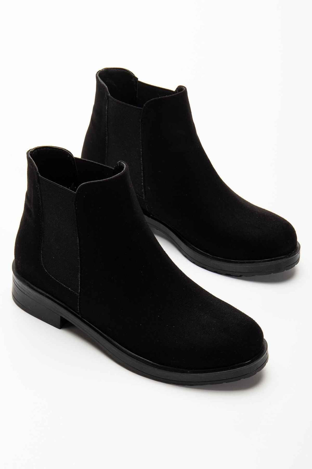 Ayakkabı Aşkı 165-230 Siyah Süet Lastikli Günlük Kadın Bot