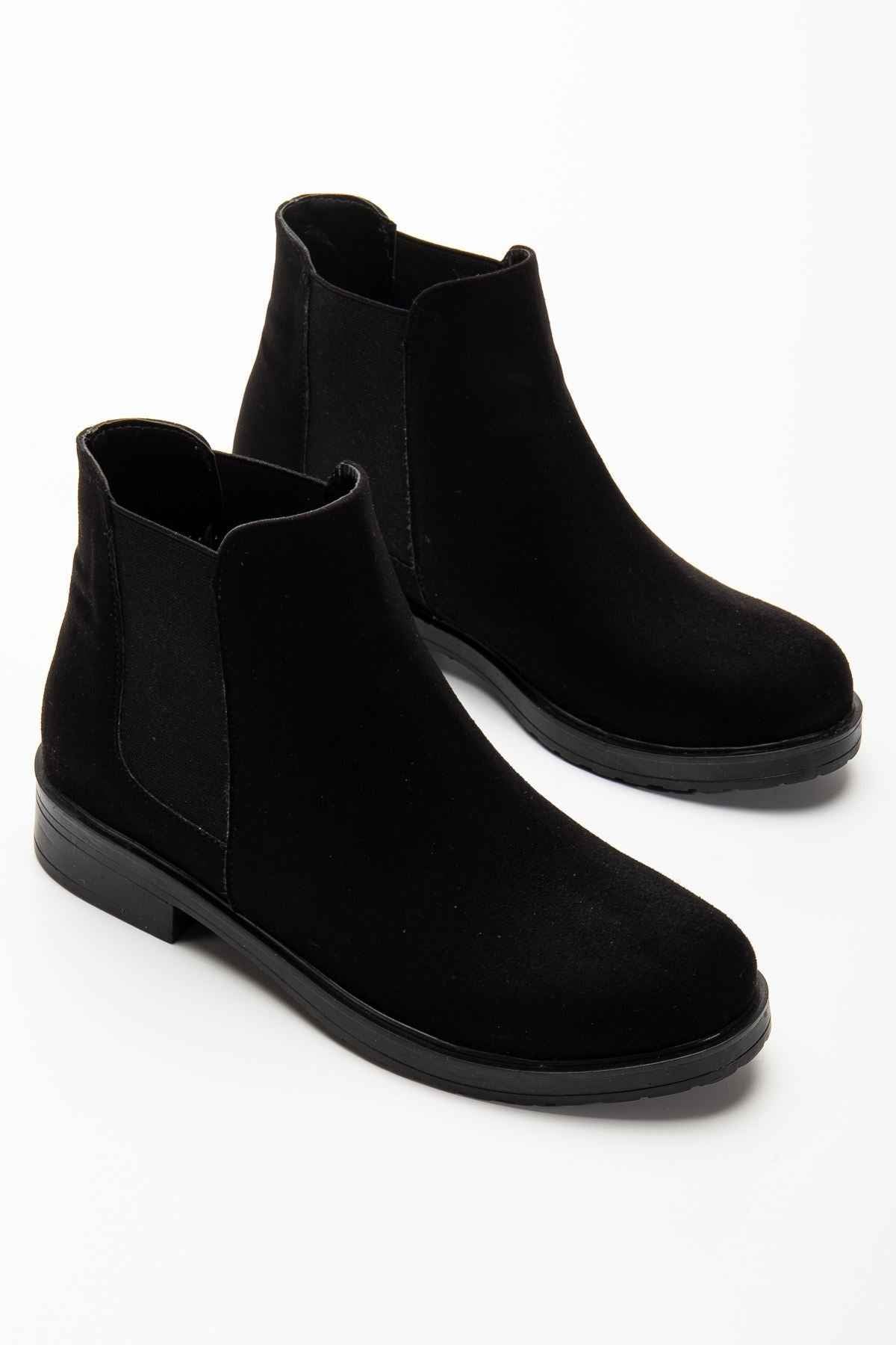 Ayakkabı Aşkı 165-230 Siyah Süet Lastikli Günlük Kadın Bot