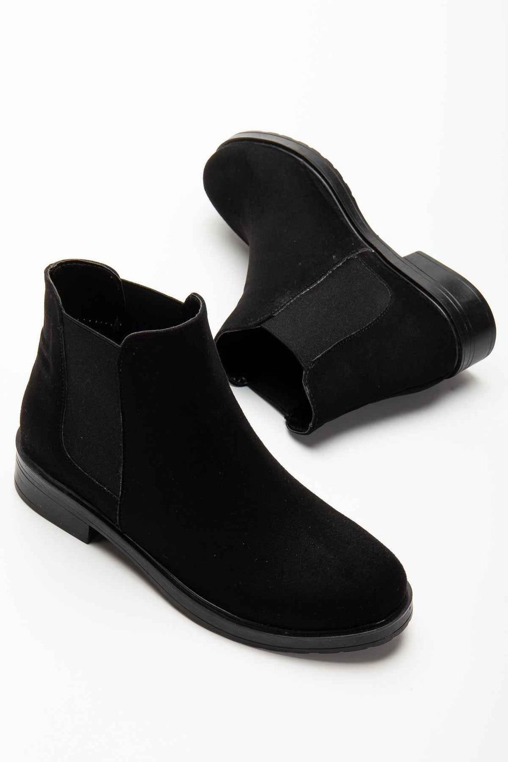 Ayakkabı Aşkı 165-230 Siyah Süet Lastikli Günlük Kadın Bot