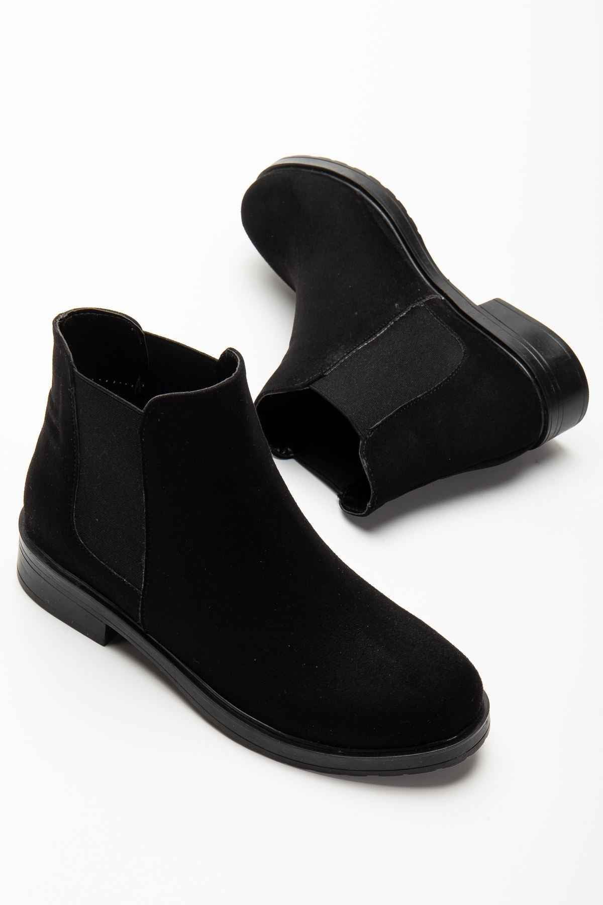 Ayakkabı Aşkı 165-230 Siyah Süet Lastikli Günlük Kadın Bot