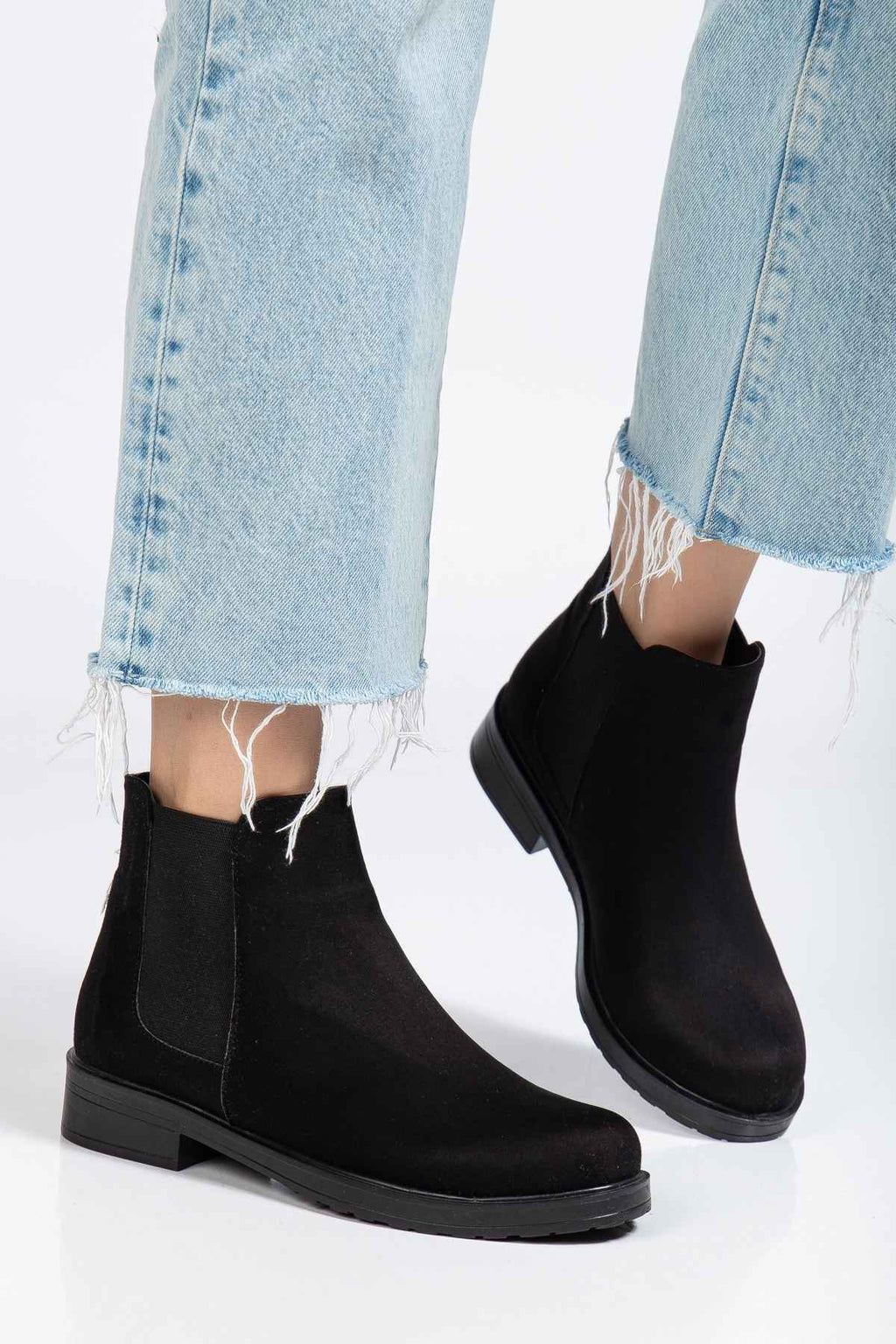Ayakkabı Aşkı 165-230 Siyah Süet Lastikli Günlük Kadın Bot