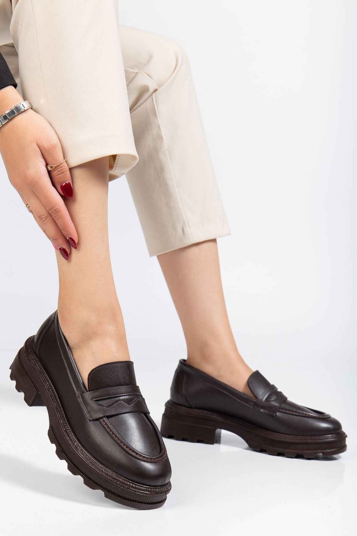 Ayakkabı Aşkı 746-759 Kahve Günlük Yüksek Tabanlı Loafer Ayakkabı