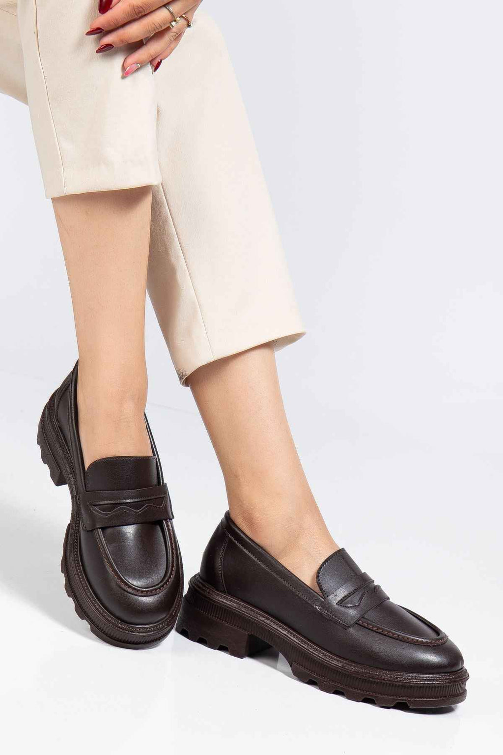 Ayakkabı Aşkı 746-759 Kahve Günlük Yüksek Tabanlı Loafer Ayakkabı