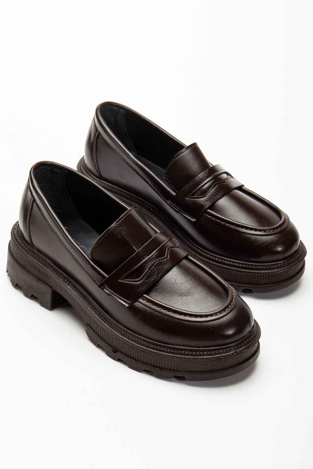 Ayakkabı Aşkı 746-759 Kahve Yanki Yüksek Tabanlı Loafer Ayakkabı