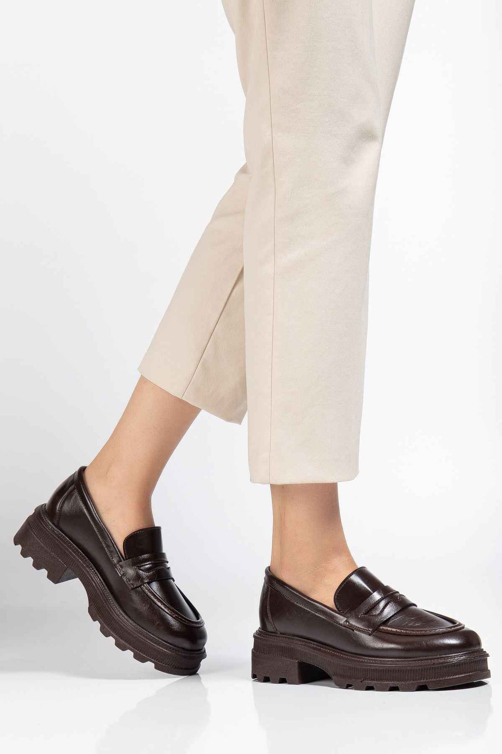 Ayakkabı Aşkı 746-759 Kahve Yanki Yüksek Tabanlı Loafer Ayakkabı