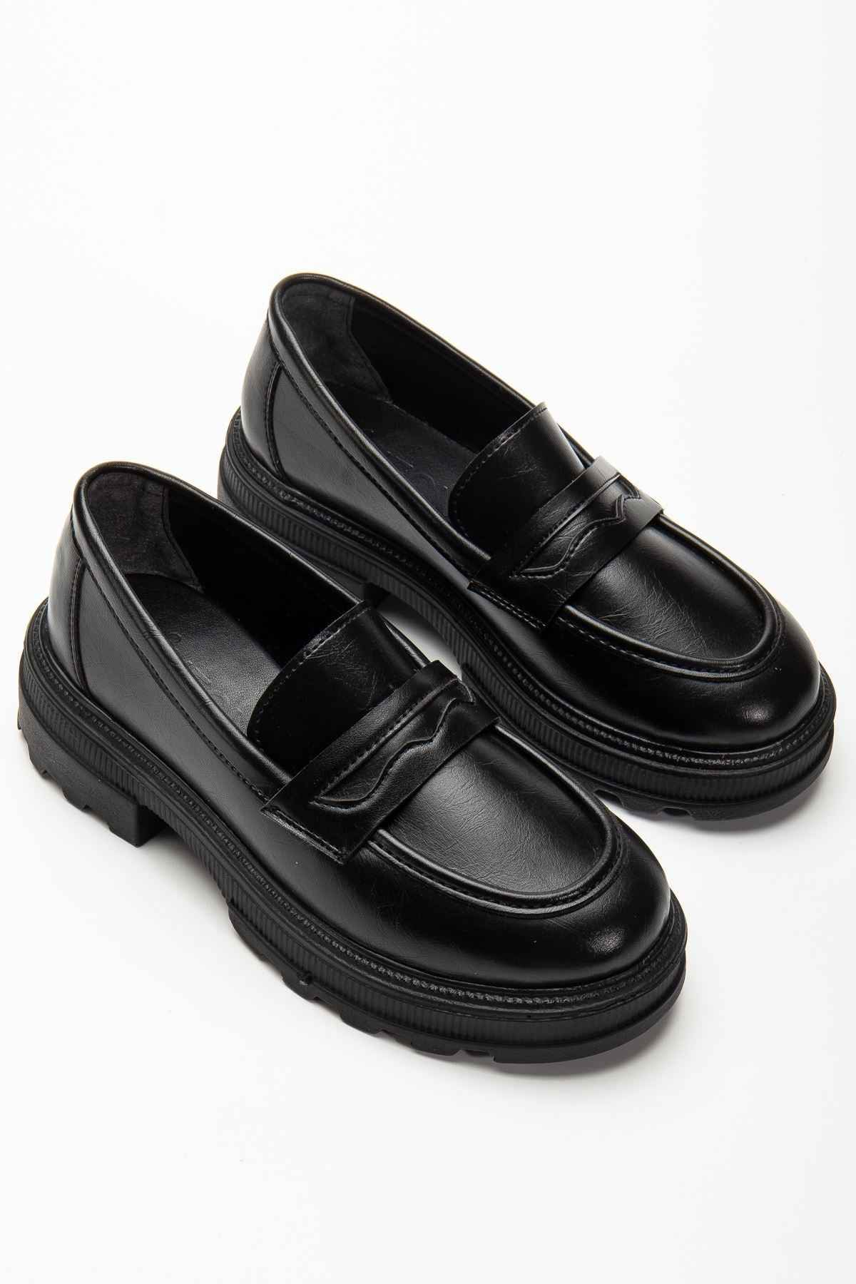 Ayakkabı Aşkı 746-759 Siyah Yanki Yüksek Tabanlı Loafer Ayakkabı