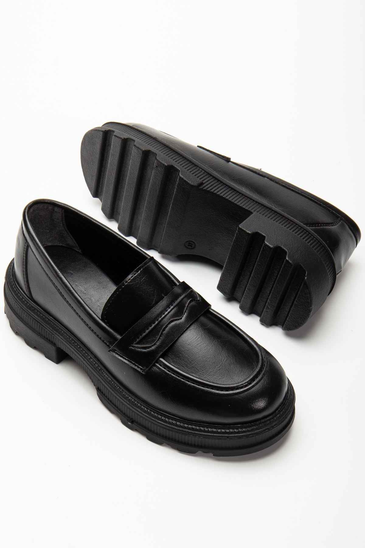 Ayakkabı Aşkı 746-759 Siyah Yanki Yüksek Tabanlı Loafer Ayakkabı
