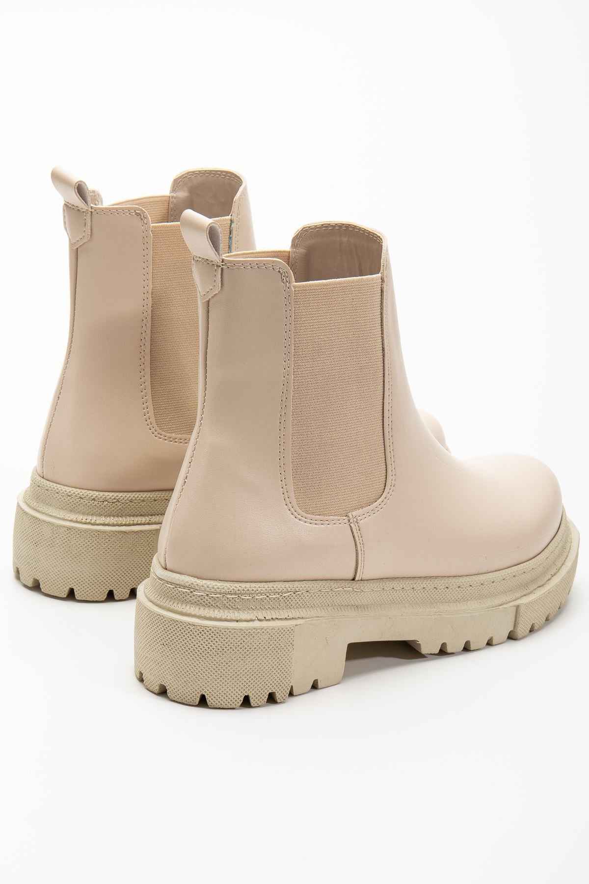 Ayakkabı Aşkı 812-2137 Bej Lastikli Günlük Kadın Bot