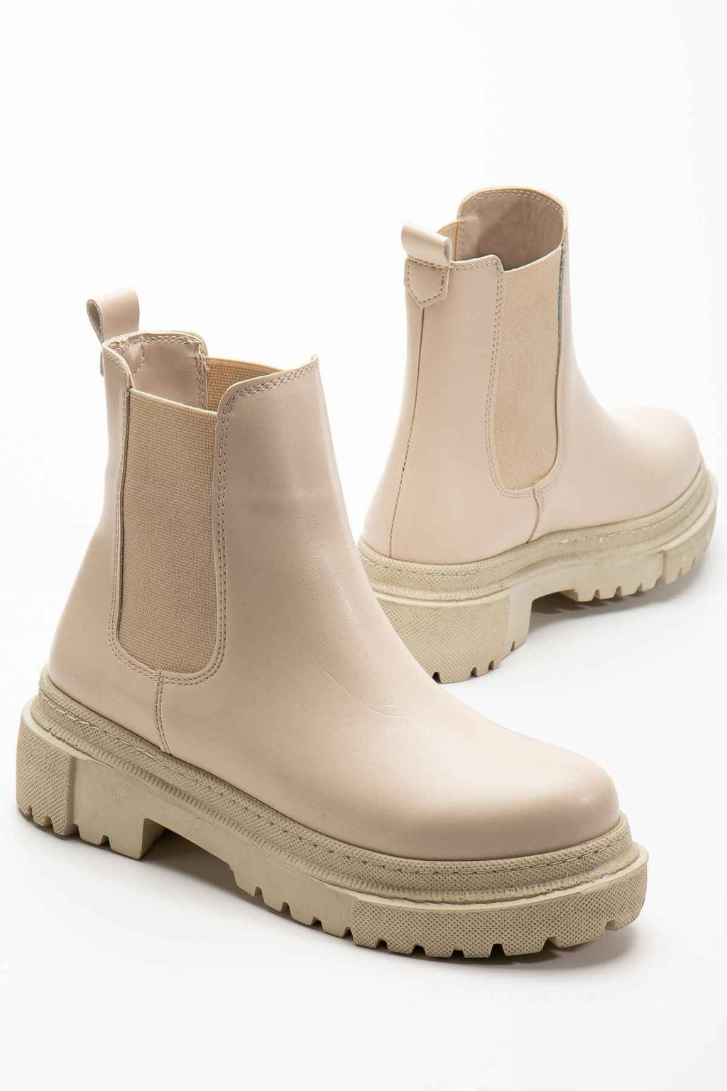 Ayakkabı Aşkı 812-2137 Bej Lastikli Günlük Kadın Bot