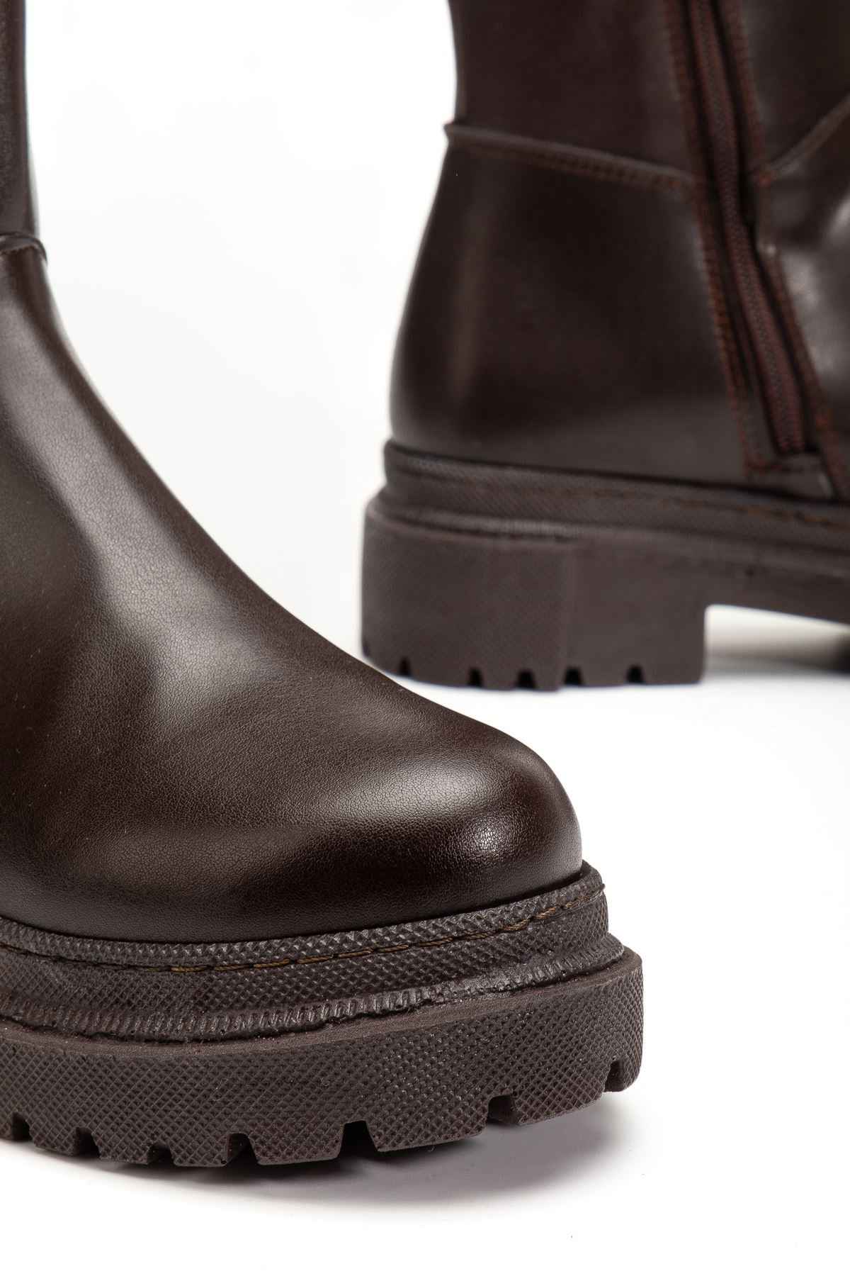 Ayakkabı Aşkı 812-300 Kahverengi Fermuarlı Günlük Kadın Çizme