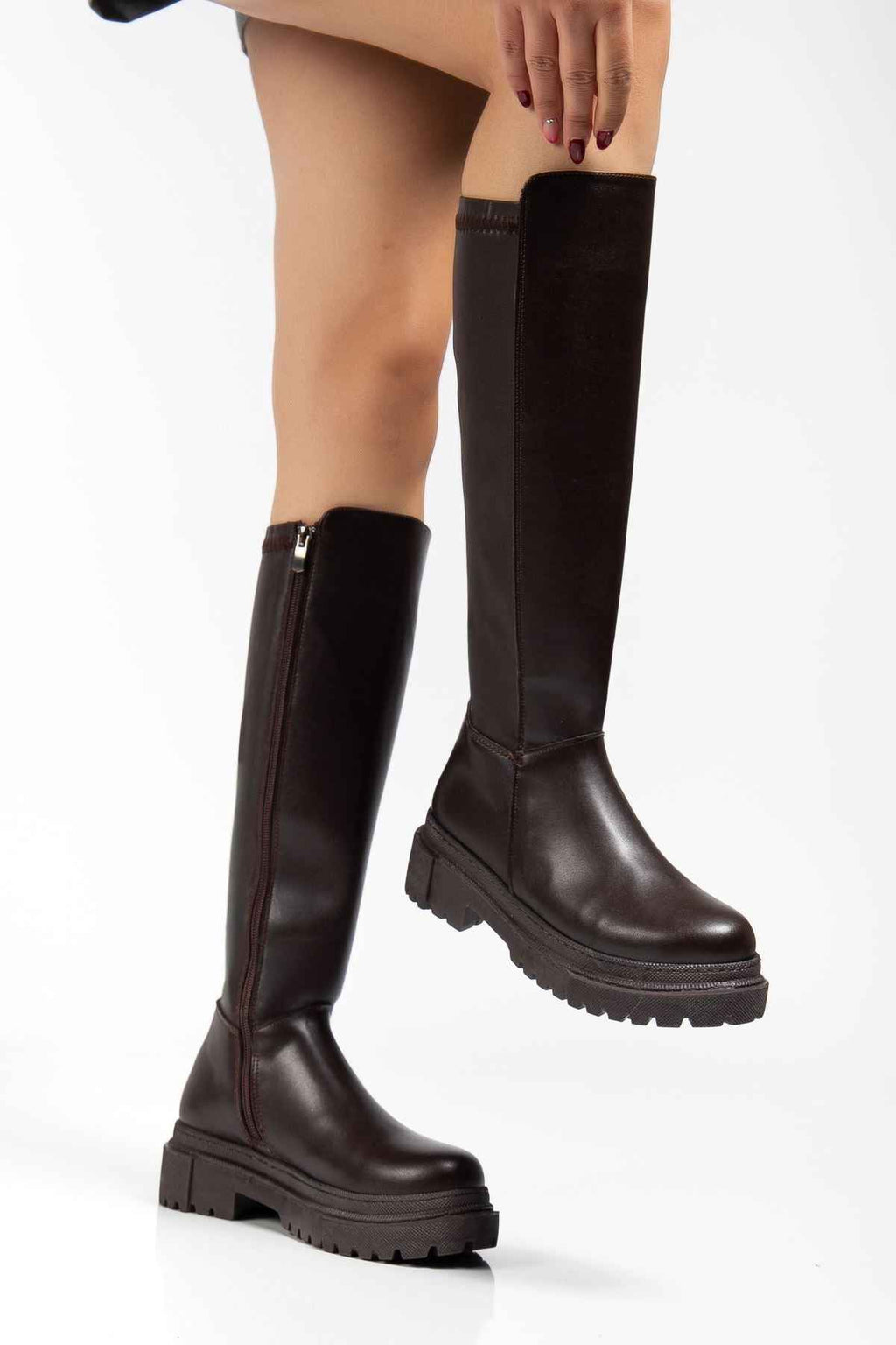 Ayakkabı Aşkı 812-300 Kahverengi Fermuarlı Günlük Kadın Çizme